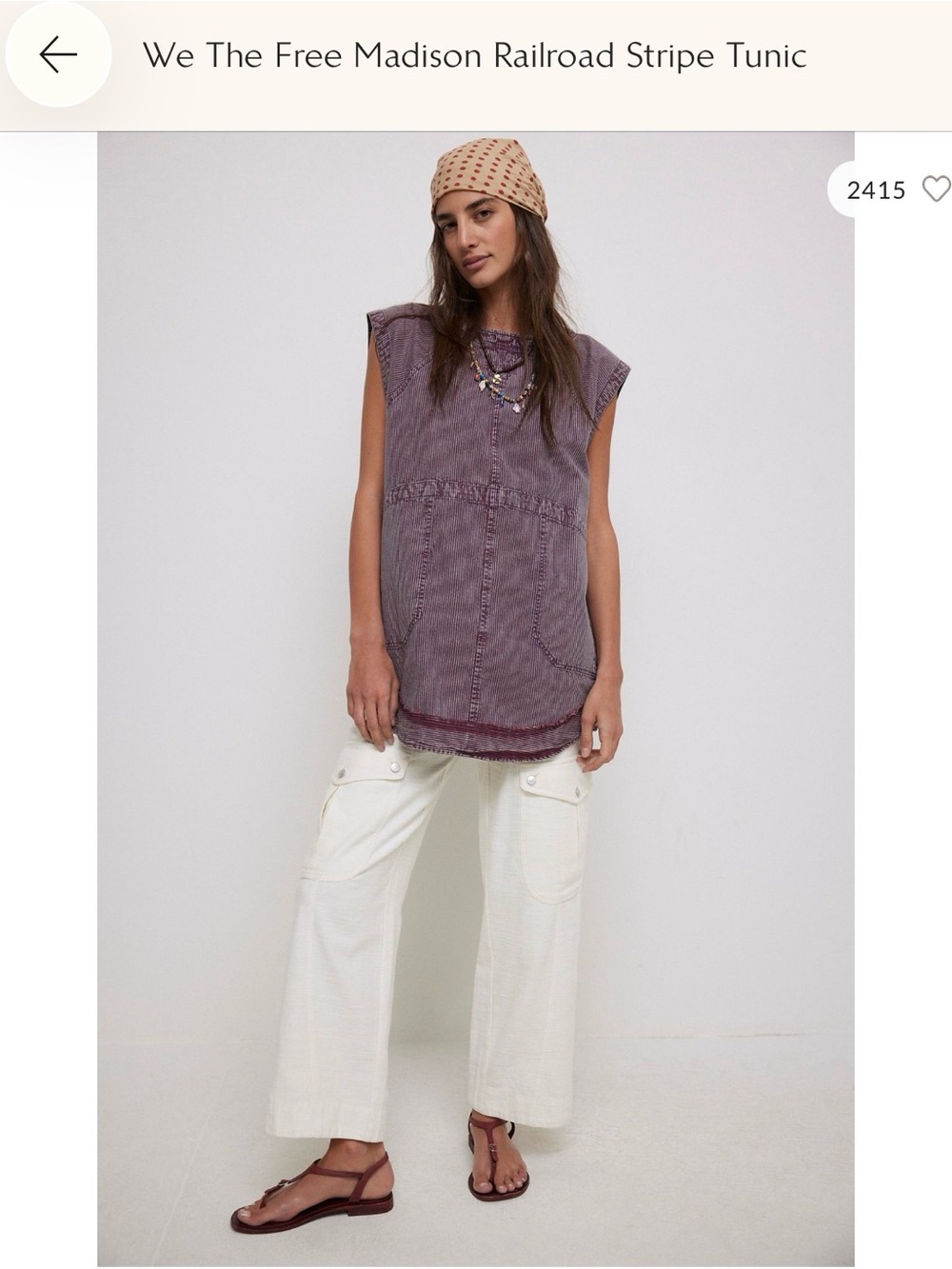 We The Free Sleeveless Railroad Stripe Tunic in Dusty Plum